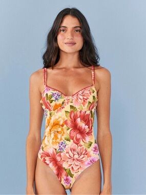 FARM Rio Floral One-Piece Swimsuit in Pink, Yellow & Green